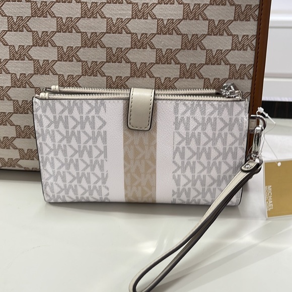 MICHAEL KORS LARGE DOUBLE ZIP WRISTLET wallet, clutch, - Picture 5 of 16